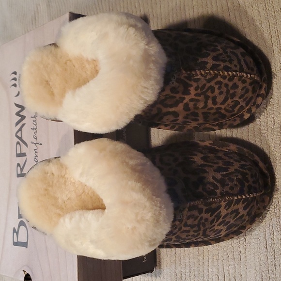 BEEARPAW LOKI II, WOMENS SUEDE SLIDE SLIPPERS - ANIMAL PRINT - SZ 7 - Picture 5 of 7